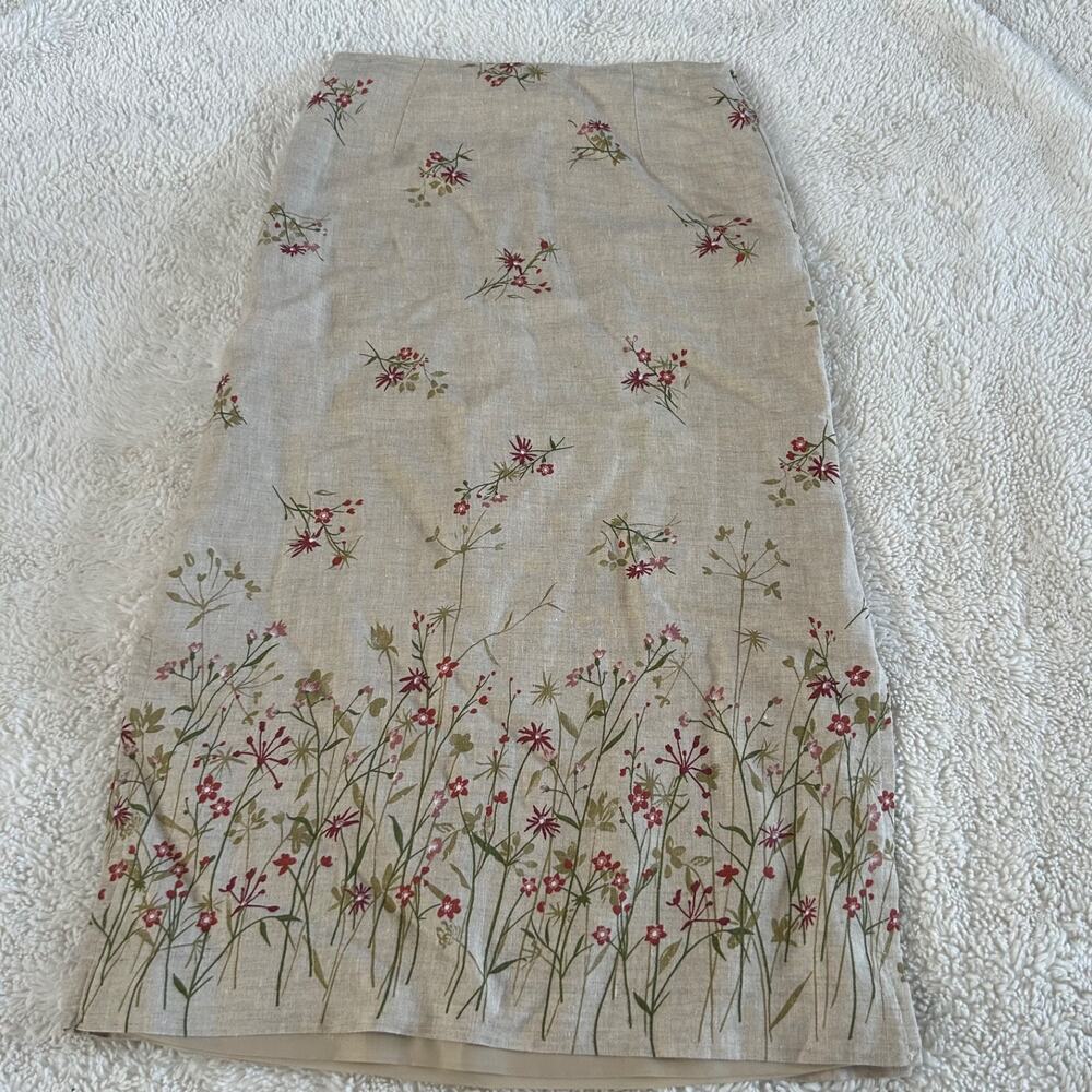 Mix Nouveau Womens Linen Skirt Biege Peasant Maxi Cottage Core Soft Floral 12